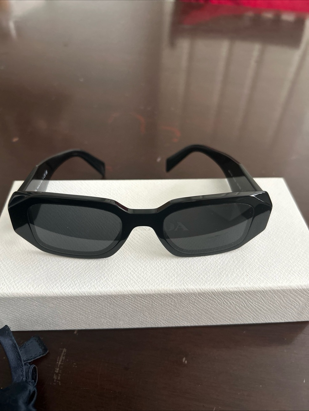 Prada Black Geometric Rectangle Women's Sunglasses